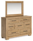 Galliden King Panel Bed with Mirrored Dresser and Nightstand