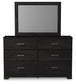 Belachime Twin Panel Bed with Mirrored Dresser and Chest