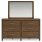 Cabalynn Queen Upholstered Bed with Mirrored Dresser, Chest and Nightstand