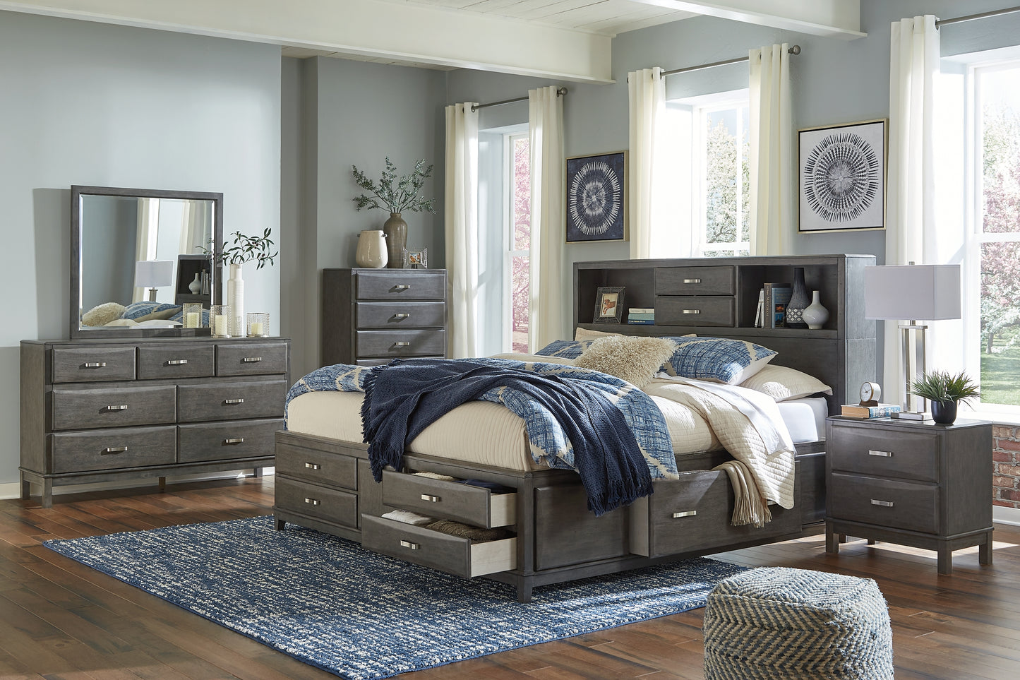 Caitbrook Queen Storage Bed with 8 Drawers