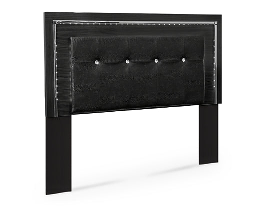 Kaydell Queen/Full Upholstered Panel Headboard with Mirrored Dresser and 2 Nightstands