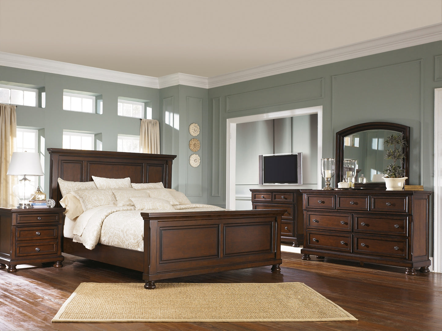 Porter  Panel Bed With Mirrored Dresser