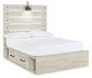 Cambeck Full Panel Bed with 4 Storage Drawers with Mirrored Dresser and Chest